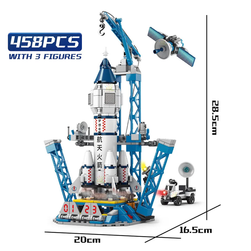 Blocos de Construção Foguete Espacial com Figura de Astronauta - Modelo Aeroespacial para Crianças - Brinquedo Educativo HUIQIBAO TOYS