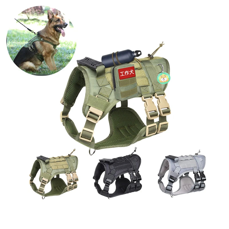 Medium Large Dog Harnesses For Big Dog Collar Labrador Army Adjustable Harness Oxford Cloth Pet Vest Training Hound Walk The Dog