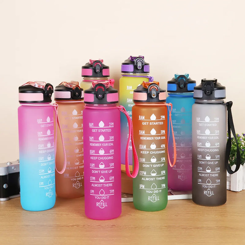 1 Liter Water Bottle Motivational Sport Water Bottle Leakproof Drinking Bottles Outdoor Travel Gym Fitness Jugs For Kitchen