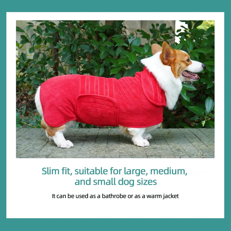 Dog Bathrobe 356g Microfiber Dog Drying Coat Super Absorbent Luxurious Soft Pet Bath Towel Adjustable Warm Dog Bathing Supplies